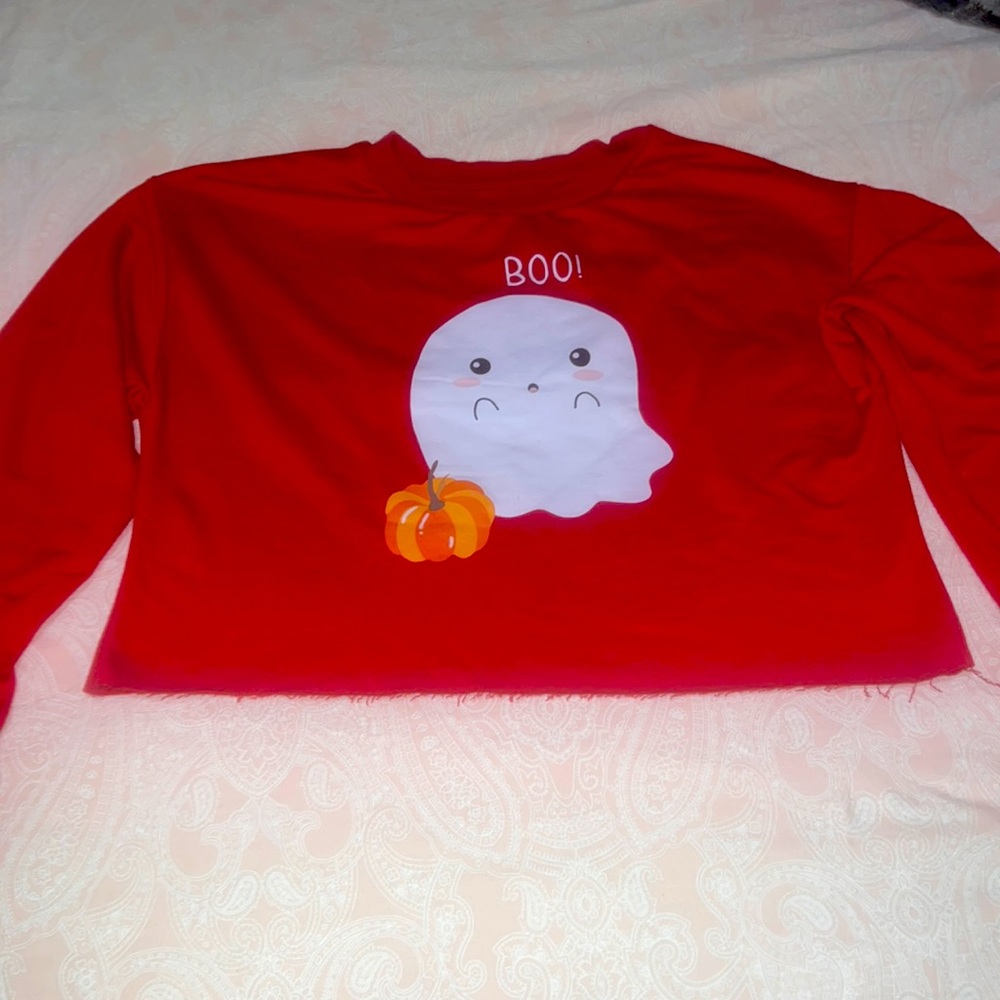 Red Halloween Crop top Sweater